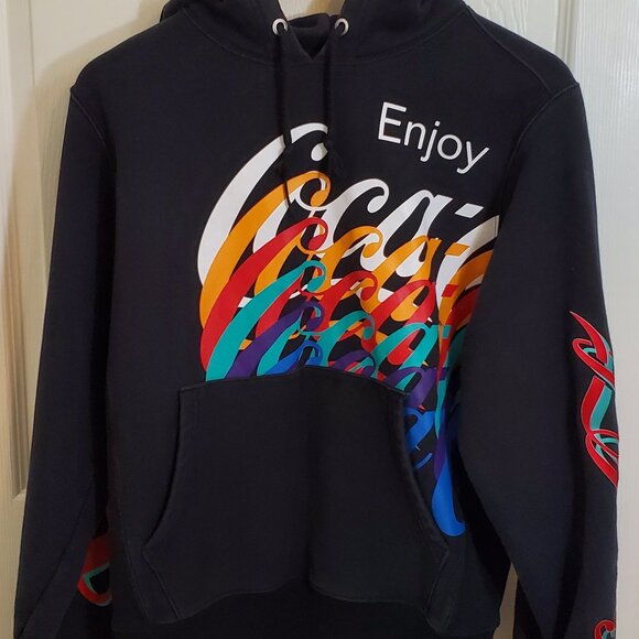 Champion Reverse Weave Black Coca Cola Hooded Pullover - Picture 1 of 4